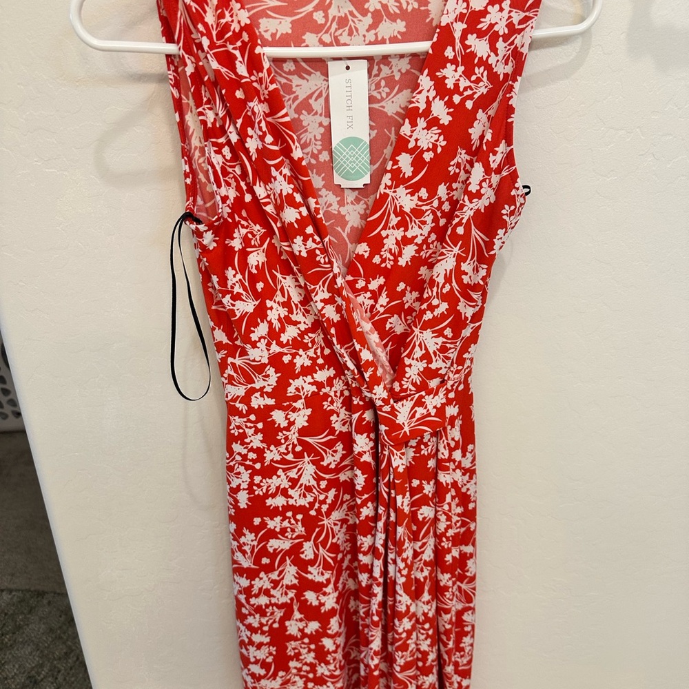 Red Floral Wrap Dress